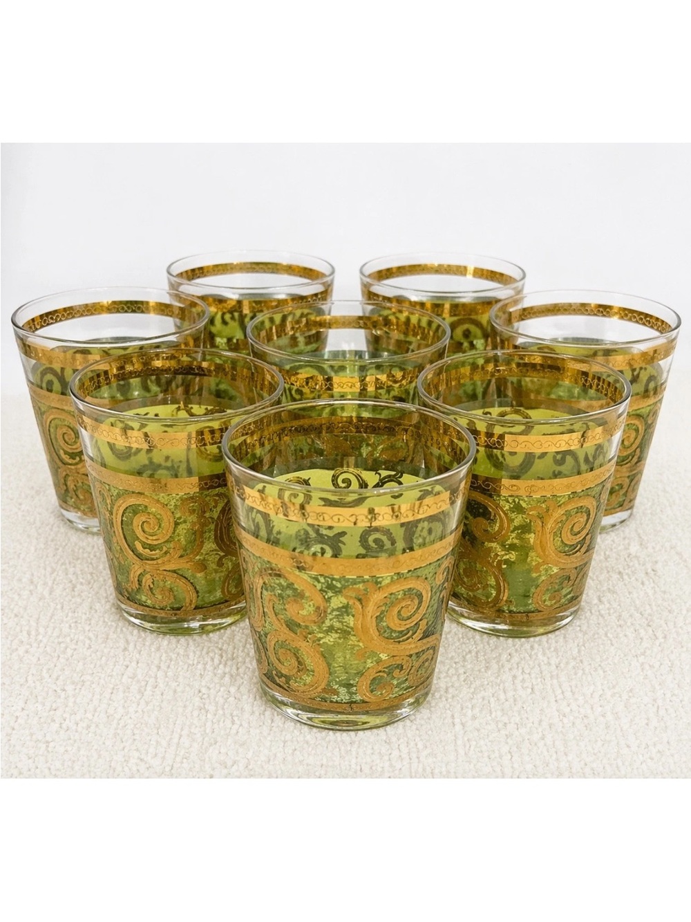 Culver Valencia Set of 6 22K Gold Vintage Rocks Glasses MCM